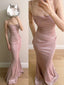 Elegant Pink Mermaid Spaghetti Strap Glittery Long Prom Dresses Evening Dresses Bridesmaid Dresses