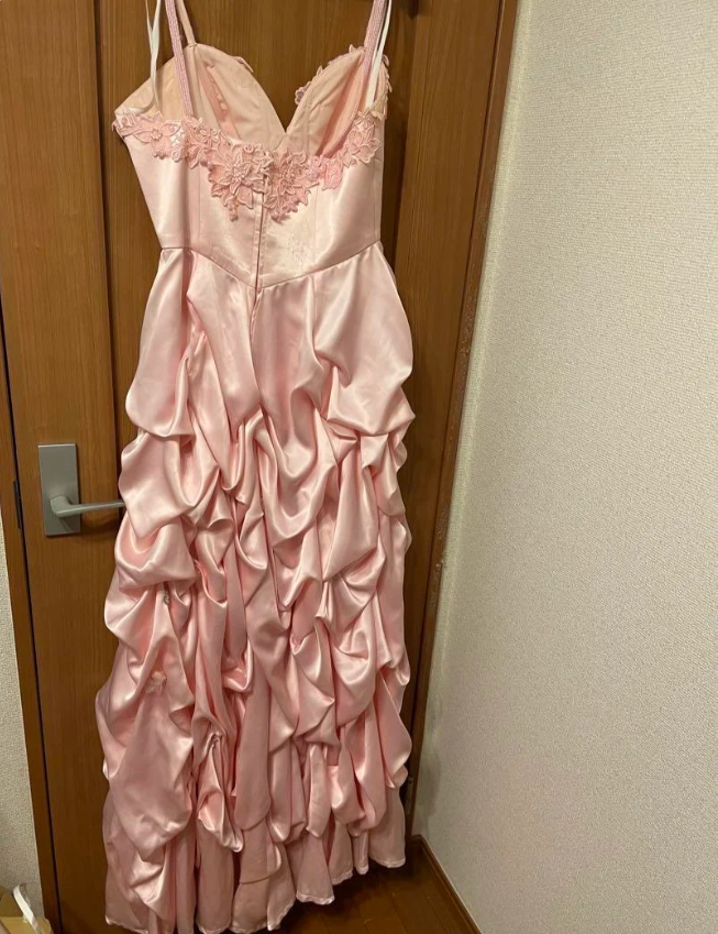 Elegant Pink Spaghetti Strap Sweetheart Neck Satin Long Prom Dresses Evening Dresses