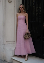 Elegant Pink Strapless A-Line Long Prom Dresses