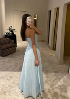 Elegant Pink Strapless A-Line Long Prom Dresses