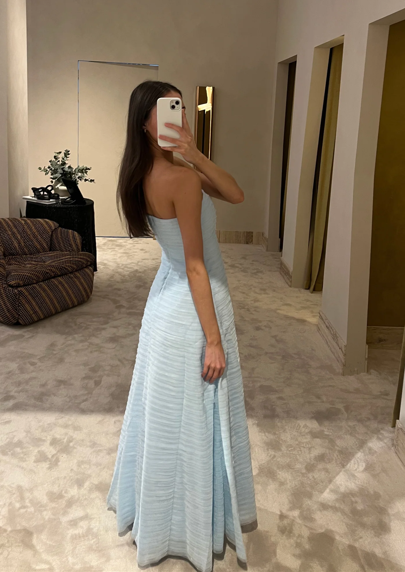 Elegant Pink Strapless A-Line Long Prom Dresses