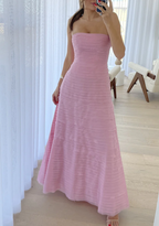 Elegant Pink Strapless A-Line Long Prom Dresses