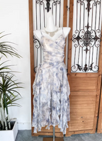 Elegant Printed Spaghetti Strap V-Neck Ruffled Layered Tulle Prom Dresses