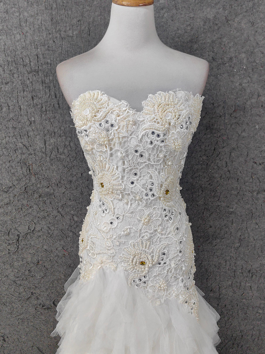 Elegant Pure White Sweetheart Neck Pearl Lace Tulle Long Prom Dresses Evening Dresses Secondary image