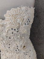 Elegant Pure White Sweetheart Neck Pearl Lace Tulle Long Prom Dresses Evening Dresses