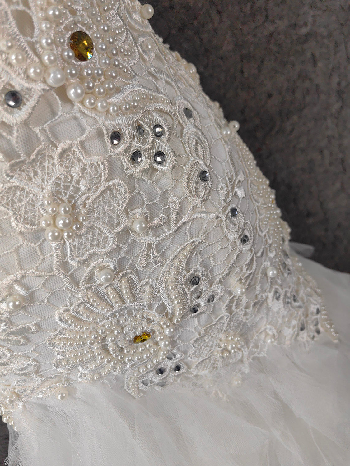 Elegant Pure White Sweetheart Neck Pearl Lace Tulle Long Prom Dresses Evening Dresses