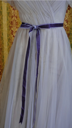 Elegant Purple A-Line Puff Sleeve Tulle Long Prom Dresses Evening Dresses Bridesmaid Dresses