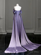 Elegant Purple Satin Prom Dress, Draped Bodice Formal Party Dress