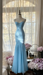 Sparkly Spaghetti Straps Purple Mermaid Wedding Guest Dress Beaded Tulle Chiffon Long Prom Dresses