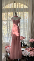 Sparkly Spaghetti Straps Purple Mermaid Wedding Guest Dress Beaded Tulle Chiffon Long Prom Dresses