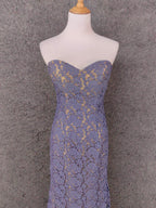 Elegant Purple Sweetheart Neck Split Lace Long Prom Dresses Evening Dresses