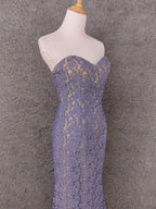 Elegant Purple Sweetheart Neck Split Lace Long Prom Dresses Evening Dresses