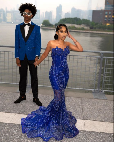 Elegant Royal Blue Sequin Beaded Appliques Mermaid Prom Dress Secondary image
