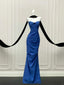 Elegant Royal Blue Mermaid Strapless Pleated Long Prom Dresses Evening Dresses