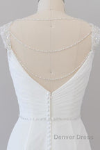 Elegant Ruffle Beading Chiffon Sheath Wedding Dresses
