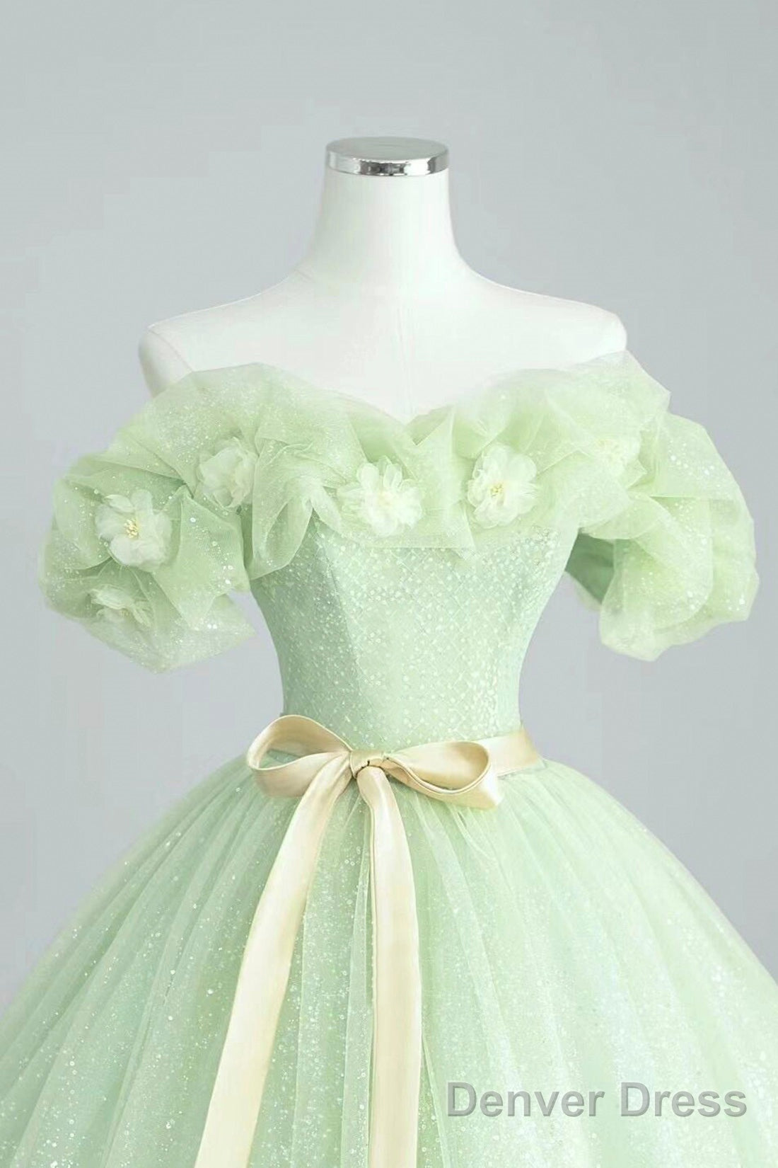 Elegant Sage Green Long Prom Dress, A Line Off The Shoulder Prom Dresses Secondary image