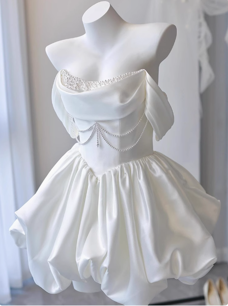 Elegant Satin One Shoulder Short Birthday Dress Homecoming Dresses Secondary image
