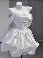 Elegant Satin One Shoulder Short Birthday Dress Homecoming Dresses