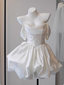 Elegant Satin One Shoulder Short Birthday Dress Homecoming Dresses