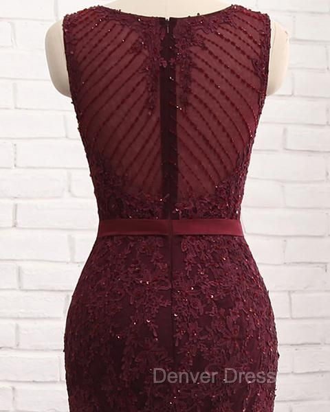 Elegant Scoop Sleeveless Tulle Mermaid Appliques Sequins Zipper Prom Dresses