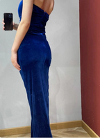 Elegant Sexy Royal Blue Sweetheart Neck Velvet Long Prom Dresses Evening Dresses