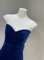 Elegant Sexy Royal Blue Sweetheart Neck Velvet Long Prom Dresses Evening Dresses