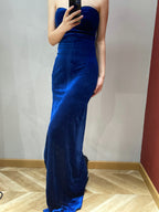 Elegant Sexy Royal Blue Sweetheart Neck Velvet Long Prom Dresses Evening Dresses