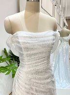 Elegant Sheath Off The Shoulder Sequin Slit Prom Dresses Birthday Outfits With Ruffles