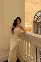 Elegant Sheath Spaghetti Straps White Prom Dresses Birthday Outfits Prom Gowns