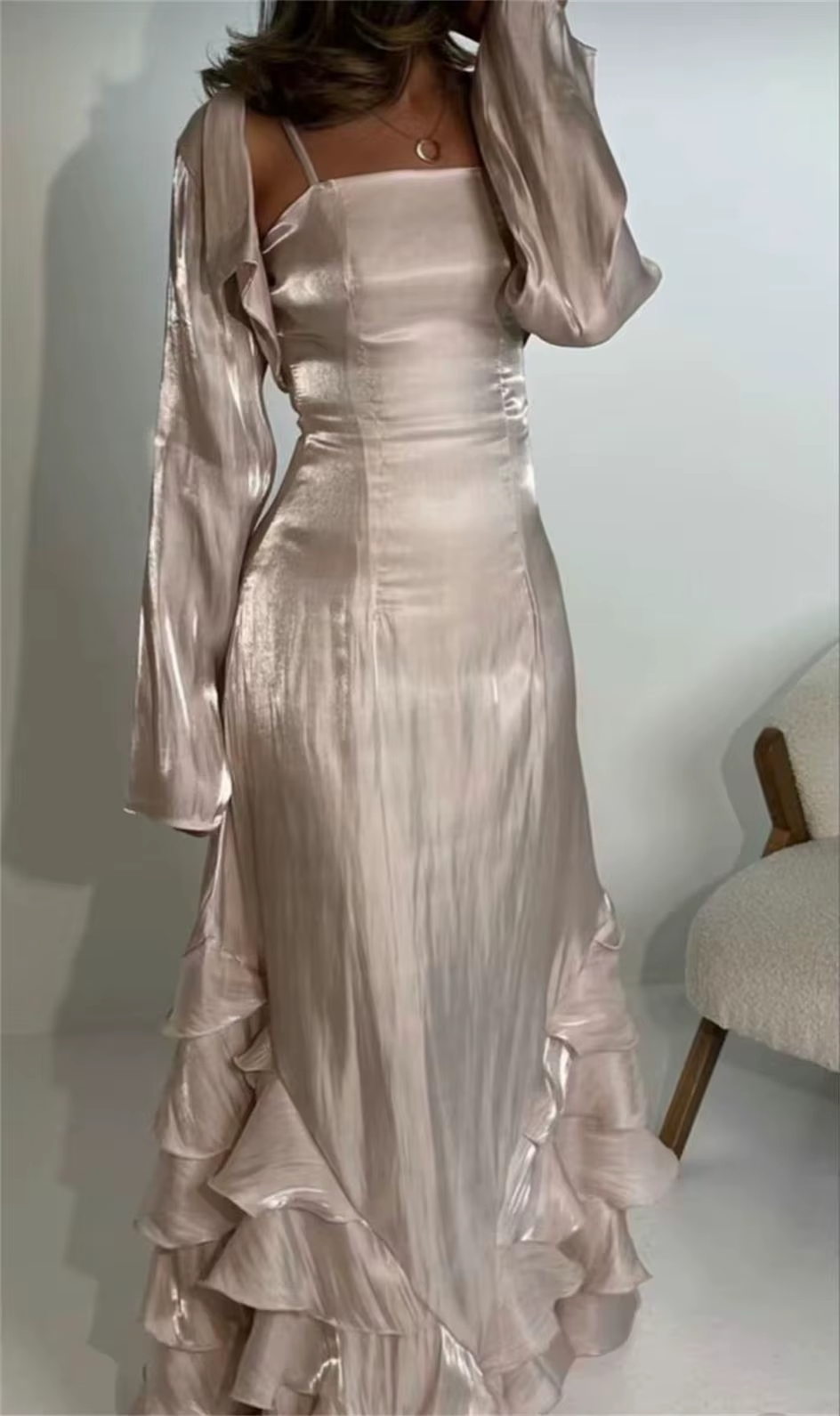 Elegant Sheath Straps Long Prom Dresses