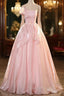 Elegant Shiny Pink Organza Ball Gown Quinceanera Dresses