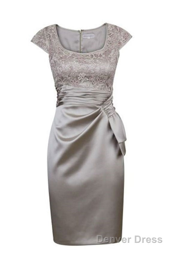 Elegant Short Silver Cap Sleeves Mother Of The Bride Dress Homecoming Dresses