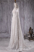 Elegant Short Sleeve A Line Lace Wedding Dresses