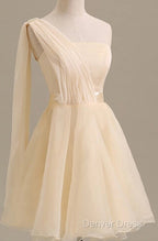 Elegant Short Tulle A Line Dress,One Shoulder Homecoming Dresses