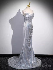 Elegant Silver Sequin Mermiad Prom Dress Long Evening Dress