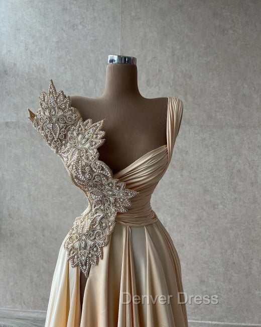 Elegant Sleeveless A Line Prom Dresses Long With Split Secondary image