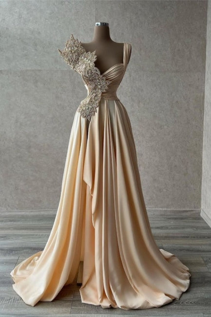Elegant Sleeveless A-Line Prom Dresses Long With Split Main image