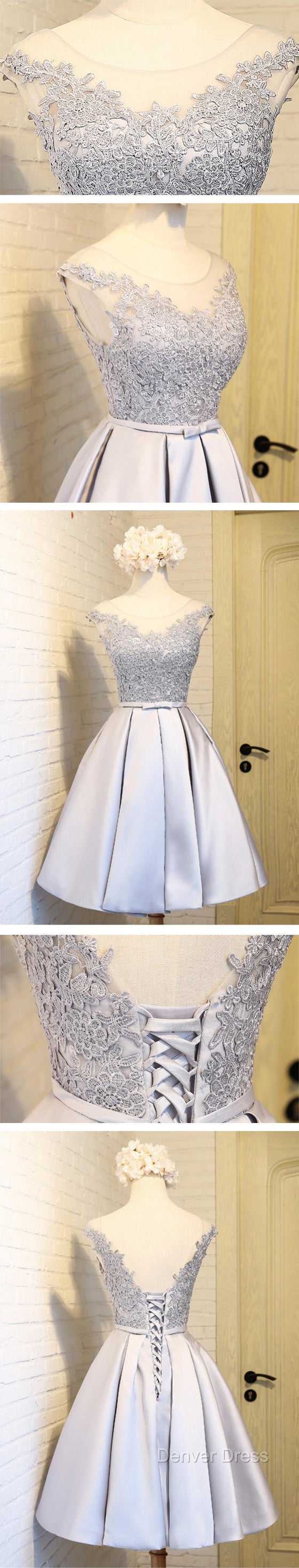 Elegant Sleeveless  Lace Up Back  Appliques Clairvoyant Outfit Satin Skirt Tea Length Homecoming Dresses