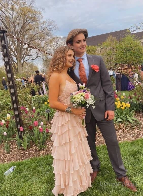 Elegant Spaghetti strap A Line Princess Prom Dresses