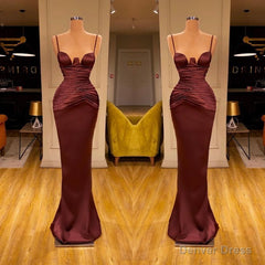 Elegant Spaghetti-Straps Mermaid Evening Party Gowns Long Prom Dresses