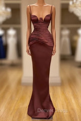 Elegant Spaghetti-Straps Mermaid Evening Party Gowns Long Prom Dresses