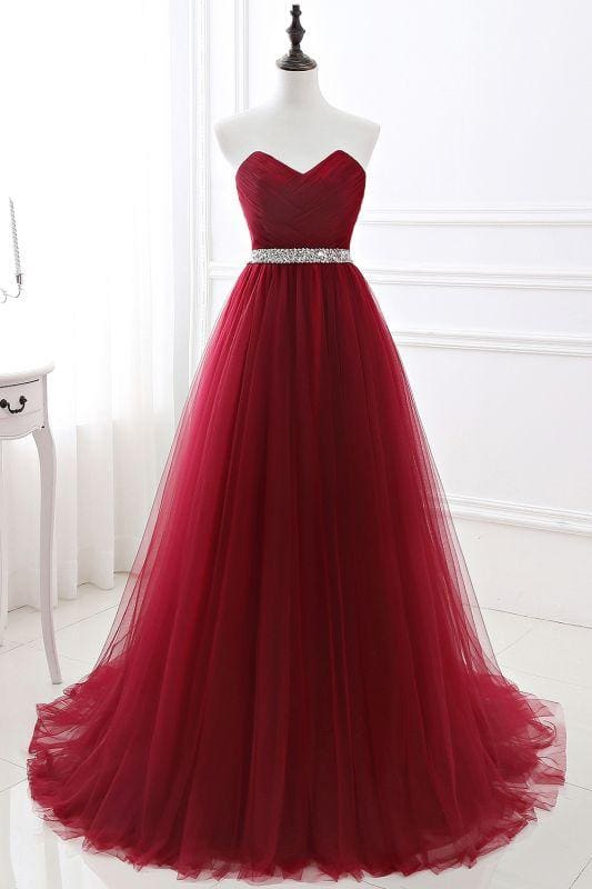 Elegant Strapless Sweetheart Tulle Ball Gown Prom Dress Long Main image