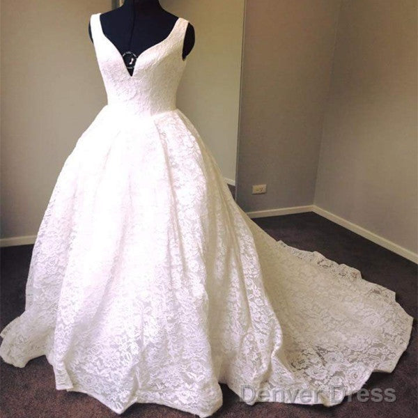 Elegant Strapless V-Neck Full Floral Prints Lace Long Train Ball Gown Dainty Bridal Wedding Dress.