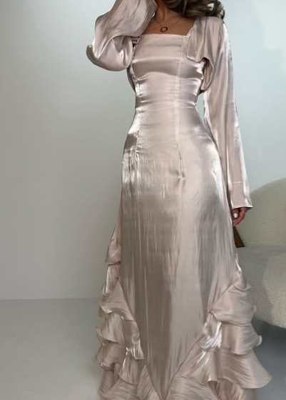 Elegant Straps Pleated Ruffles Long Prom Dresses Prom Gowns Secondary image