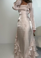 Elegant Straps Pleated Ruffles Long Prom Dresses Prom Gowns