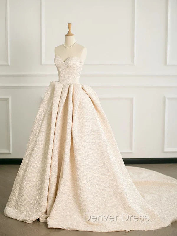 Elegant Sweetheart Neck Satin Long Prom Dresses Ball Gowns