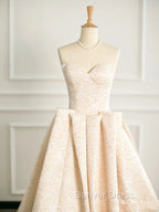 Elegant Sweetheart Neck Satin Long Prom Dresses Ball Gowns