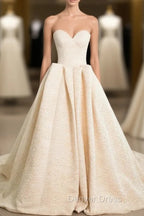 Elegant Sweetheart Neck Satin Long Prom Dresses Ball Gowns