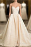 Elegant Sweetheart Neck Satin Long Prom Dresses Ball Gowns