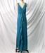 Elegant Teal Blue V-Neck Ruffled Beaded Chiffon Long Prom Dresses Evening Dresses